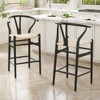 GlasFlength Mid-Century Dining Table Set with Armrests and Paper Rope Seats for Kitchen, Counter, Black, 21.3" * 17.5" * 39.4" - 4 of 4