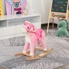 Qaba Rocking Horse, Kids Ride on Horse, Unicorn Design with Wooden Base, Tail Wag & Sounds for Toddlers 3-6 Years Old, Pink - 3 of 4