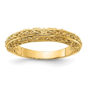 Black Bow Jewelry 4mm 14K Yellow or White Gold Filigree Tapered Band - 1 of 4