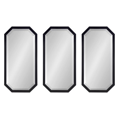 Kate & Laurel All Things Decor 3pc Laverty Wall Mirror Set Black : Octagon Shape, Modern Style, No Assembly Required
