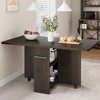 Folding Dining Table, Drop Leaf Dining Table with 6 Wheels and 2-Layer Storage Shelf, Space Saving Dining Table for Small Spaces - 3 of 4