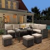 Whizmax 7-Piece Outdoor Sectional Sofa Set with Rattan Dining Table & Ottoman, Patio Furniture for Garden, Backyard - 3 of 4