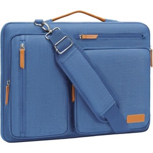 360 protection laptop shoulder bag, 15-15.6 inch computer bag, side opening crossbody bag with 4 zippered pockets - 1 of 4