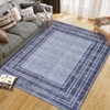 Modern Area Rugs Living Room Distressed Bordered Carpet Non-Slip Low Pile Accent Rug for Bedroom Kitchen - 3 of 4