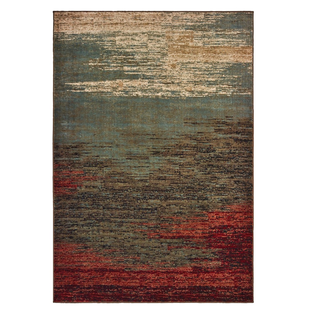 5'3inX7' Lola Distressed Abstract Rug Blue/Brown