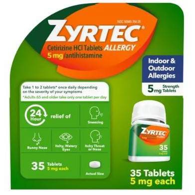 Zyrtec Adult Treatment 5mg Cetirizine Tablet - 35ct