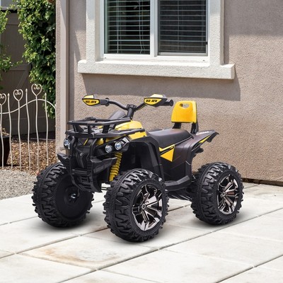 Yellow 12V Kids Ride-On Quad ATV with Music and Headlights