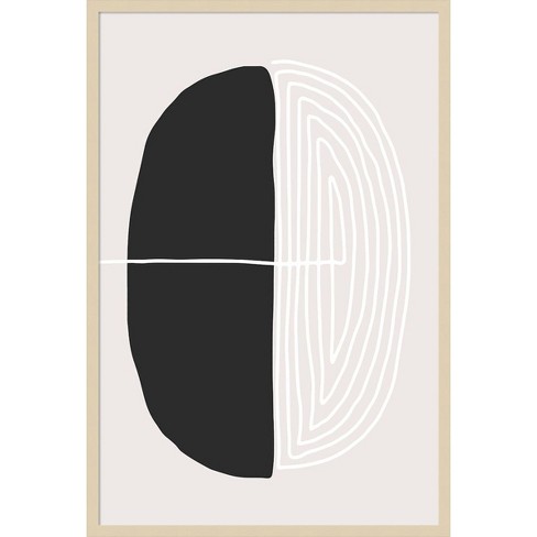 28"x41" Black and White Oval by Incado Wood Framed Wall Art Print Brown - Amanti Art - image 1 of 4