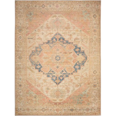 Nourison Vintage Washables Floral Bordered Non-Slip Indoor Rug