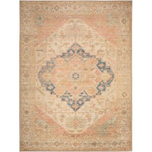 Nourison Vintage Washables Floral Bordered Non-Slip Indoor Rug - 1 of 4