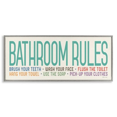 Stupell Industries Bathroom Rules with Teal Text, 24" x 10"