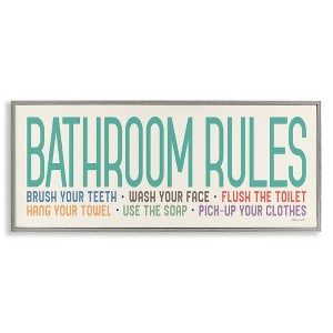 Stupell Industries Bathroom Rules with Teal Text, 24" x 10" - 1 of 4