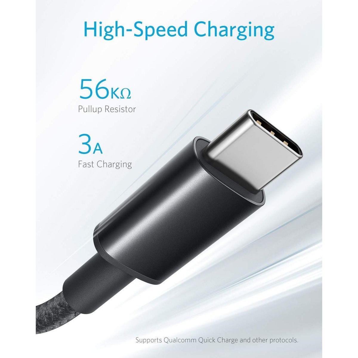 Anker USB A to USB C Cable, USB to USB C Cable (2-Pack, 3 ft, Black) | For iPhone 17 Series, Samsung Galaxy S10 / S10+, LG V30, Beats Fit Pro & More - thumbnail 3