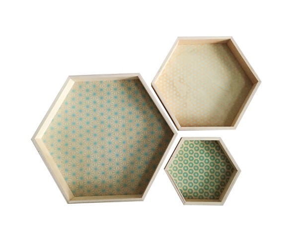 Home Port Set of 3 Cassandra Hexagon Trays