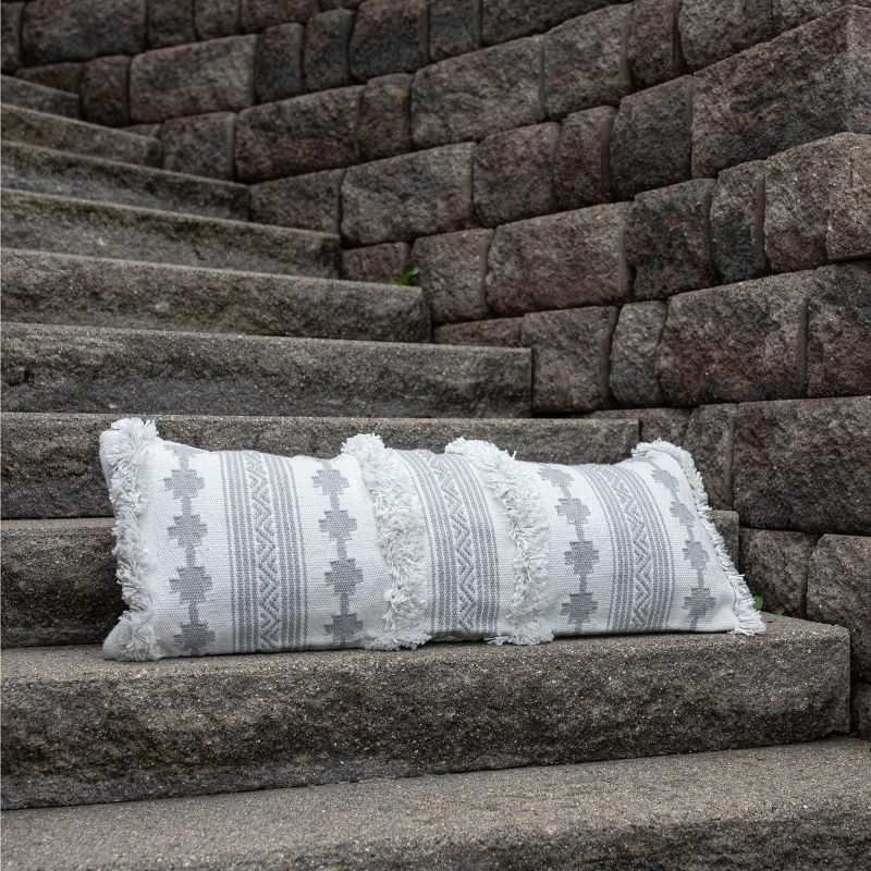 14x36 Inches Hand Woven Gray Polyester with Polyester Fill Pillow - Foreside Home & Garden, 5 of 8