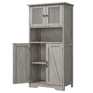 Tall Bathroom Cabinet 50.4"H Bathroom Storage Cabinet with Doors and Adjustable Shelves Kitchen Pantry Cabinet Living Room Cupboard - 1 of 4