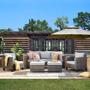 Ovios Tampa 5pc Wicker Outdoor Patio Furniture Conversation Sofa Set with Cushions - 1 of 4