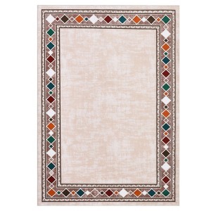 Washable Modern Bordered Rug Non Slip Low Pile Rug Soft Contemporary Throw Floor Cover Foldable Indoor Carpet for Living Room Bedroom Playroom - 1 of 4