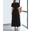 Women's 2025 Summer Casual Midi & Maxi Dress - Lightweight V-Neck Boho Beach Dress with Elastic Waist & Pockets Black - 3 of 4