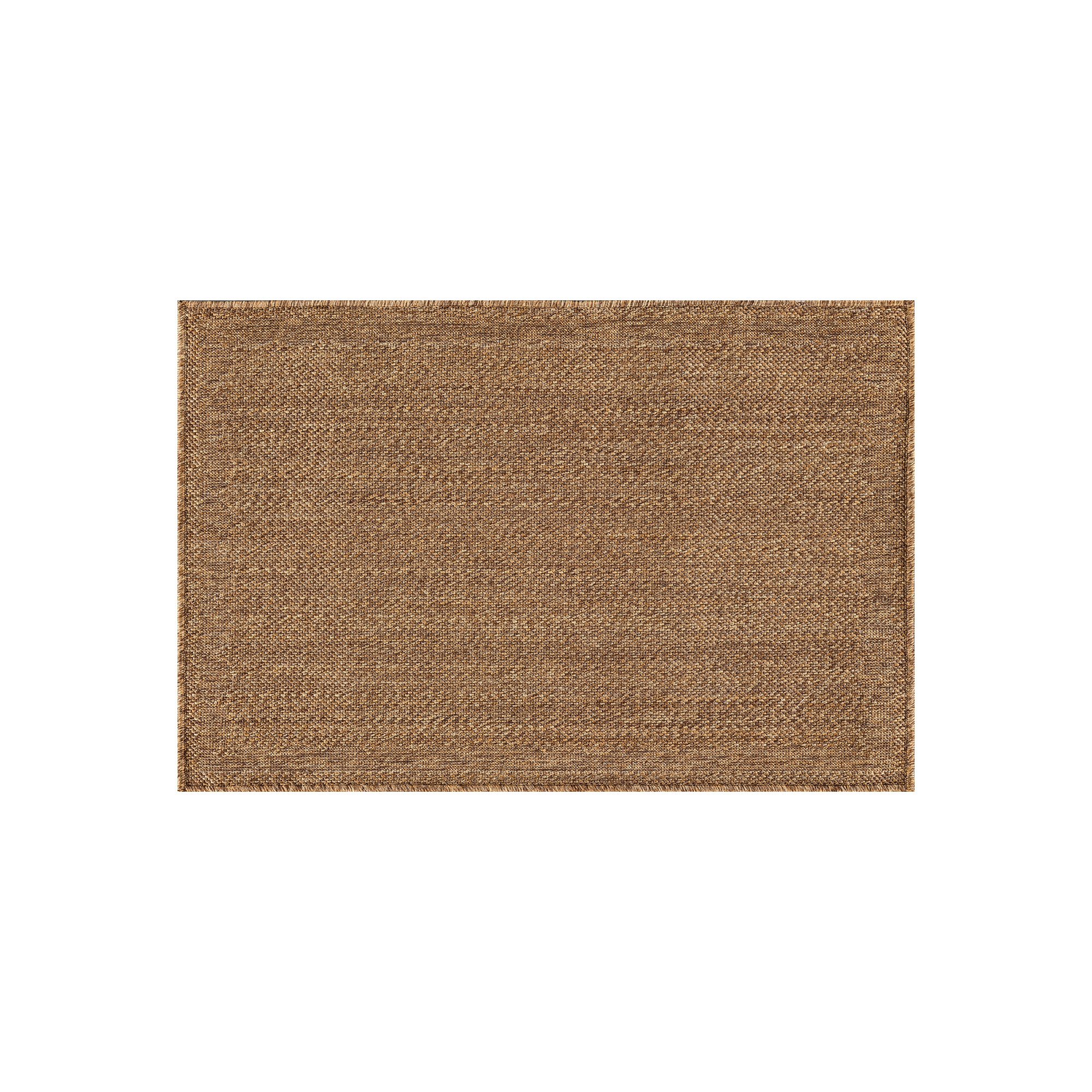 World Rug Gallery Scallop Border Indoor/Outdoor Flat Woven Area Rug - Natural Jute-Style, Easy-Care Patio Rug for Backyard Porch Deck Balcony -