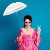 HMS Steampunk Lace Costume Umbrella Parasol 24" - White - 3 of 3