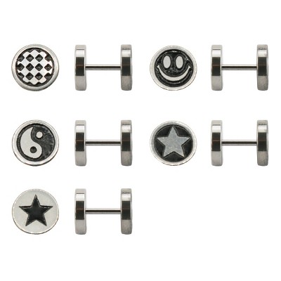 Slate by Rebl 5-Pack Barbell Earring Set  Stainless Steel, 8mm