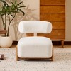 Boucle Accent Chair with Curved Backrest, Upholstered Lounge Chair with Solid Wood Frame, Cozy Armless Chair for Living Room or Bedroom-Koiai - 2 of 4
