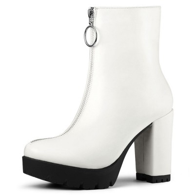 White platform shop boot heels