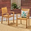 Wood Outdoor Dining Chair Lounge Chair Lawn Chair in Set of 2 - 3 of 4