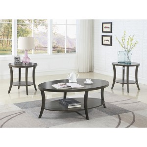 VYNXARIA Contemporary Oval Shelf Coffee Table Set - 1 of 4