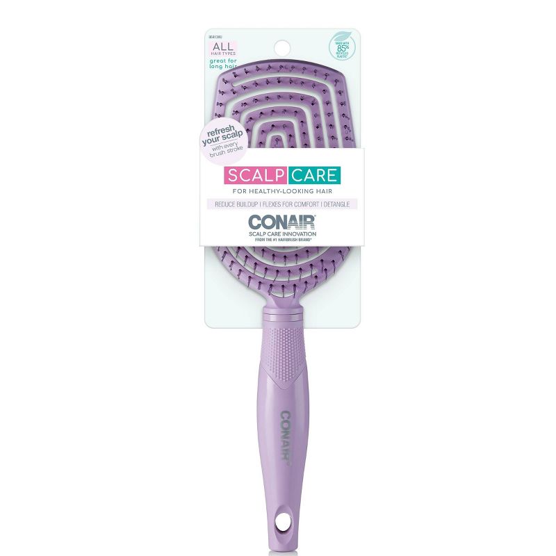 Conair Scalp Care Flexi Head Paddle Hair Brush - All Hair - Purple, 1 of 8