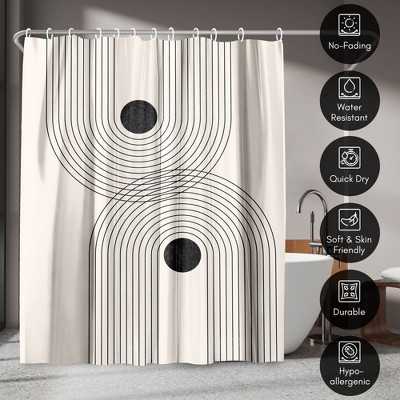 Black and White Geometric Polyester Shower Curtain