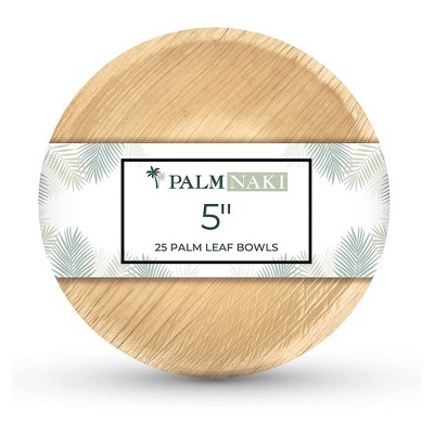 Palm Naki Round Palm Leaf Bowls 5 Inch (25 Count) - Compostable Bowls (5" Bowls)