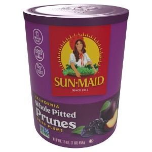 Sun-Maid California Sun-Dried Fruit Whole Pitted Prunes Canister - 16oz - 1 of 4
