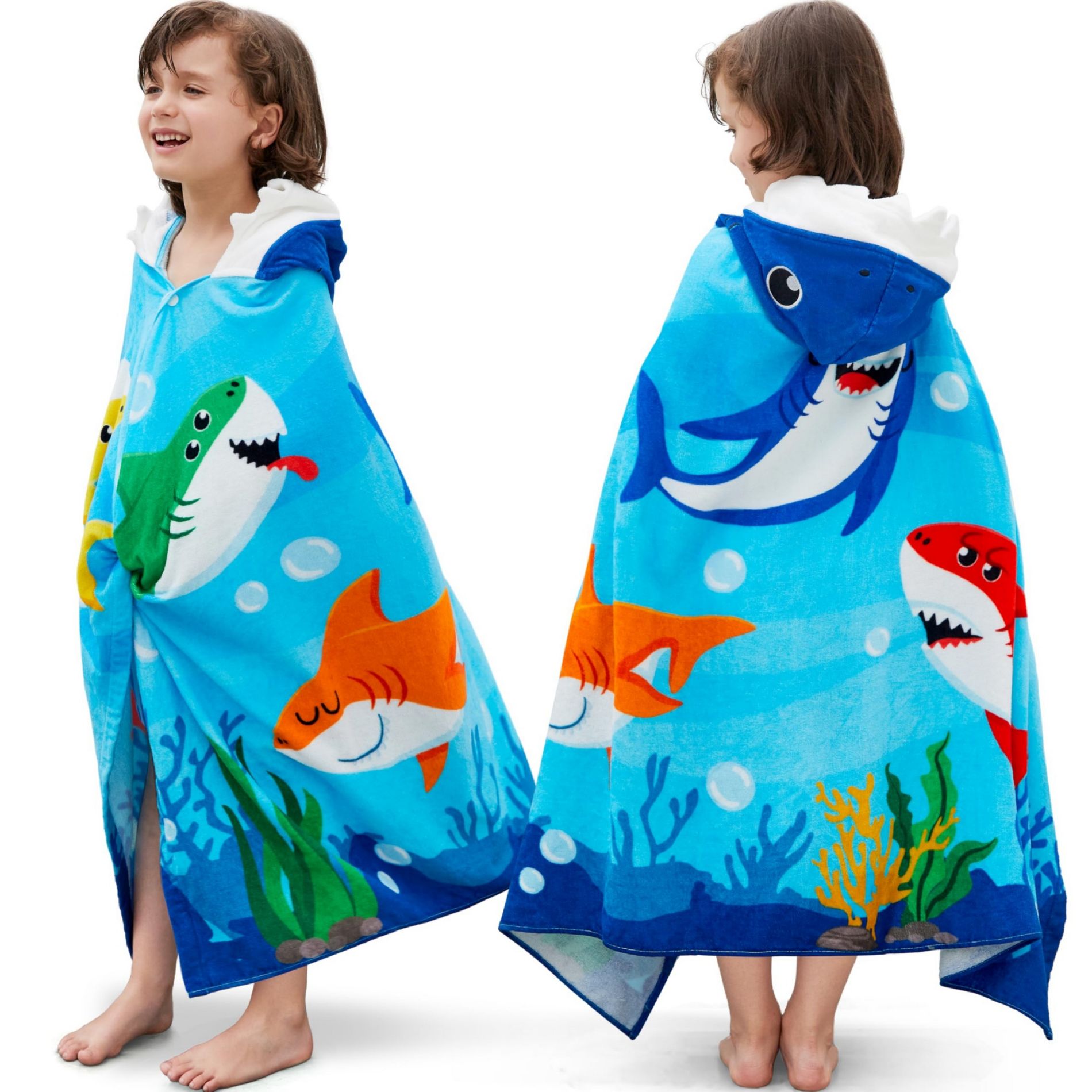 Joyfy Hooded Bath Towel for Kids Beach Towel Soft Absorbent Quick-Dry Microfiber Bath & Swim Towel for Boys Girls Aged 3+ for Bath Pool & Surf Use