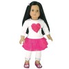 Sophia’s Heart Tee, Tulle Skirt, & Sequin-Trimmed Leggings for 18” Dolls, Hot Pink/White - 3 of 3