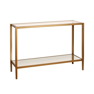 Henn&Hart 22" Wide Rectangular Console Table in Brass, Entryway Table, Accent Table for Living