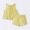 Baby Girls' Swiss Dot Tank Top & Shorts Set - Cloud Island™ Yellow - 2 of 4