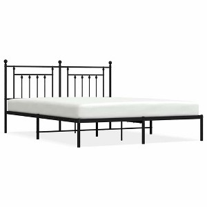 vidaXL 12" Black California King Metal Bed Frame with Headboard No Mattress - 1 of 4