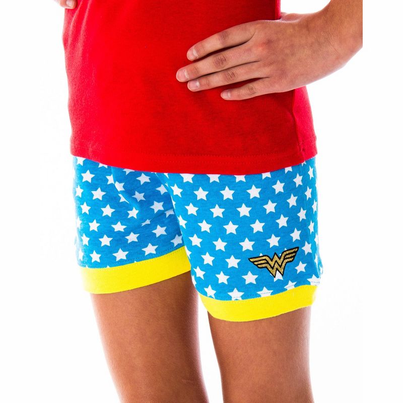 DC Comics Girls Wonder Woman Pajamas Tank Top And Shorts Pajama Set WW Logo, 3 of 6