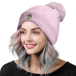 Dalix Sorcerer Frog Cable Knit Pom Beanie - 1 of 4