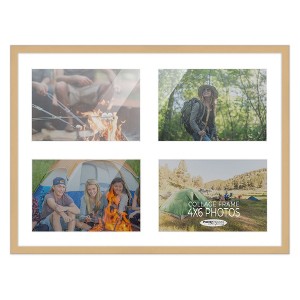 PosterPalooza | Natural Finish Collage Frame - White Mat, 20 Frame Sizes to Choose From, UV Acrylic - 1 of 4