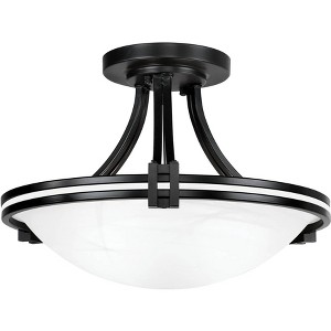 Possini Euro Design Deco Modern Ceiling Light Semi Flush Mount Fixture 16" Wide Oil Rubbed Bronze 2-Light Marbleized Glass Bowl for Bedroom Kitchen - 1 of 4