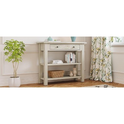 NicBex 1 Drawer Console Table with 2 Open Shelves,Entryway Table with Black Round Knobs,Modern Couch Table for Living Room
