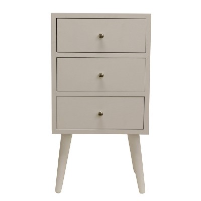 Mid Century Three Drawer Wood Side Table White - Décor Therapy