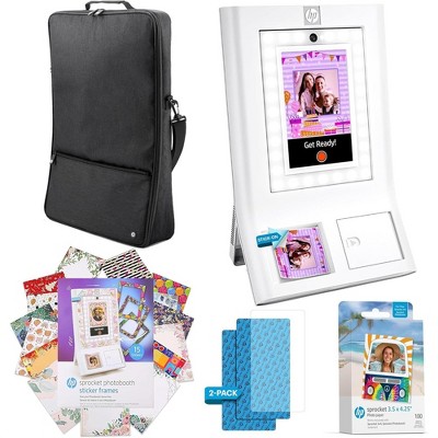 HP Sprocket Photobooth 3x4" Photo Printer, Bundle w/Zink Paper, Case, Screen Protector & More