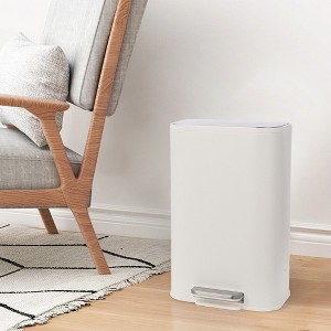 Stainless Steel Trash Can with Thin Lid with Step Pedal, Large Garbage Can for Kitchen,Shopping mall, living room, office - 1 of 4