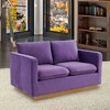 LeisureMod Nervo Mid-Century Modern Upholstered Velvet Loveseat with Gold Frame - 2 of 4
