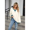 Women's Cross-Front Casual Sweatshirt Round Neck Long Sleeve Pullover, Relaxed Fit Cropped Hoodie - 3 of 3