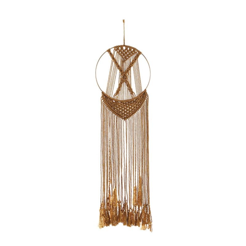 39&#34; x 10&#34; Fabric Macrame Handmade Intricately Weaved Wall Decor with Beaded Fringe Tassels Brown - Olivia &#38; May, 5 of 7